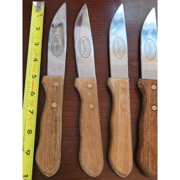 Set Of 4 Vintage Walco Steak Knives With Wooden Handles & Stainless Steel Blades - Picture 5 of 5